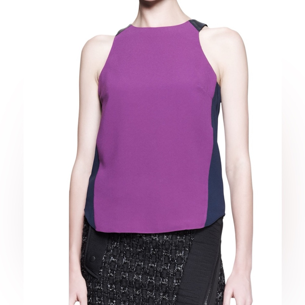 Rag & Bone Clemence leather trim colour block tank XL